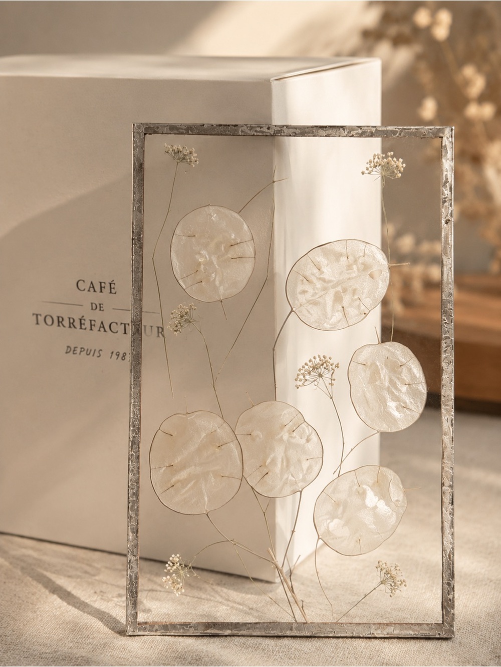 Pressed Flower Resin Wall Art - Black & Silver Options